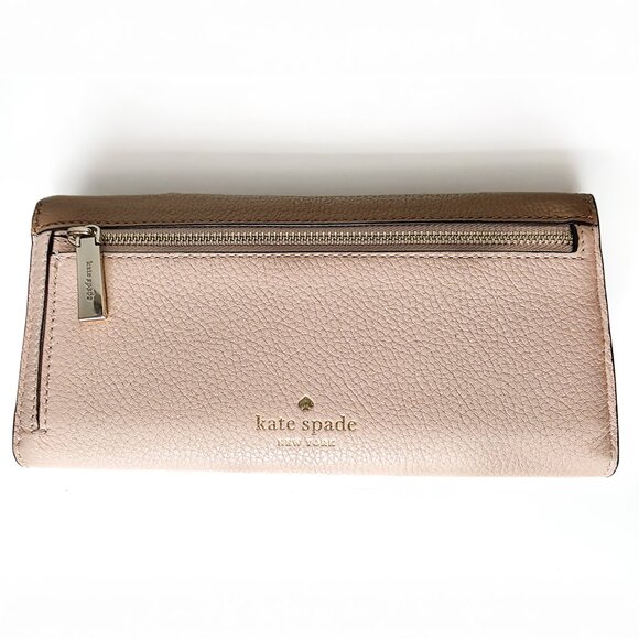 Kate Spade Marti Color block Pebbled Leather Large Flap Wallet Style K8218 - Picture 2 of 7